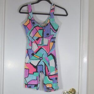 90s Gilda Marx Bodysuit Multicolor Stained Glass Super Stretch Workout Size L